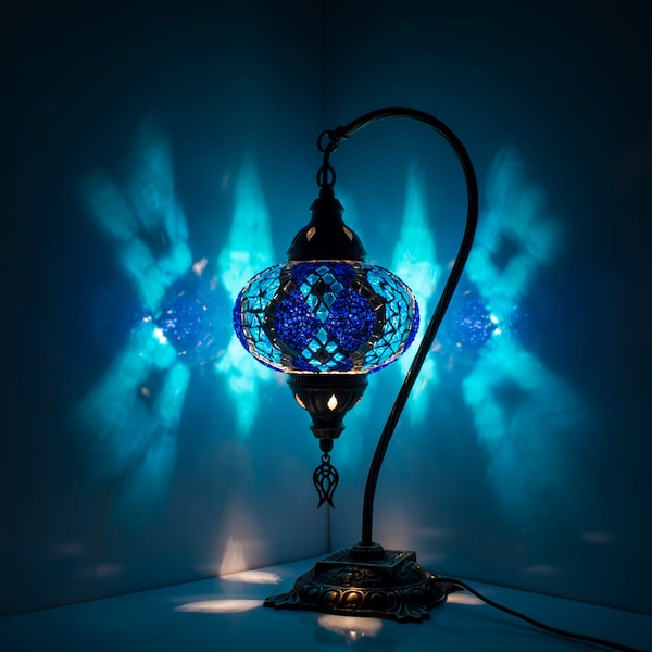 Turkish Lamp - Handmade Turkish Mosaic Table Lamp - Decorative Moroccan Lamp - Lighting for Bedroom and Livingroom Led Bulb with Gift Box