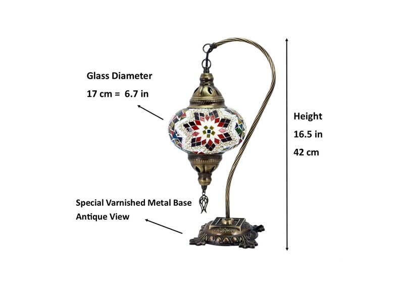 Handmade Turkish Mosaic Table Lamp Turkish Lamp Lighting for Bedroom and Livingroom Led Bulb with Gift Box Decorative Moroccan Lamp