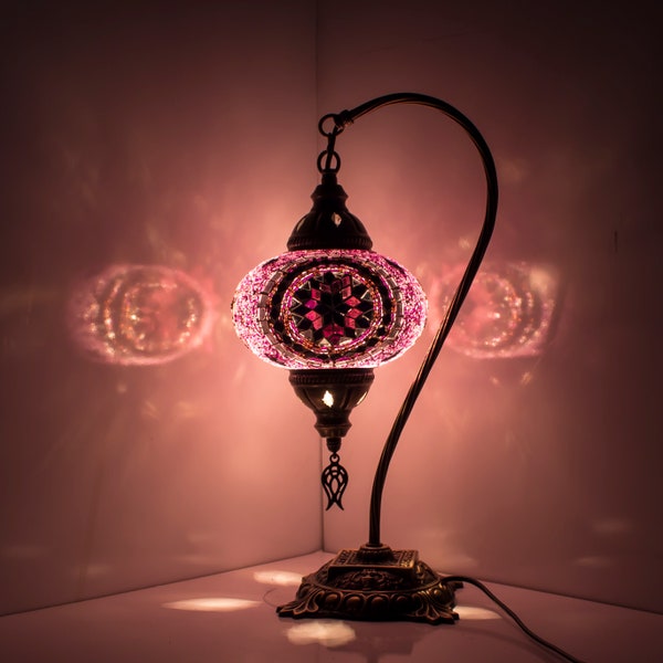 Turkish Lamp - Handmade Turkish Mosaic Table Lamp - Decorative Moroccan Lamp - Lighting for Bedroom and Livingroom Led Bulb with Gift Box