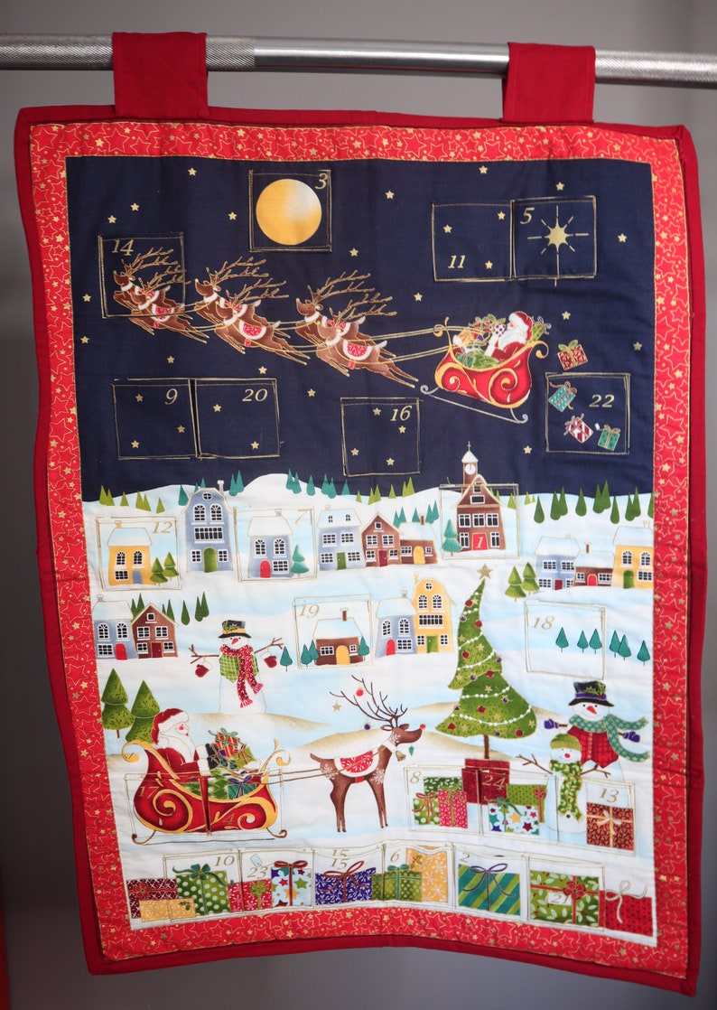 Handmade Traditional Advent Calendar Reusable Christmas Christmas scene image 7