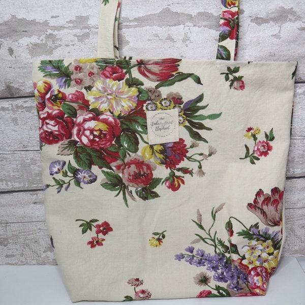 Large floral Laura Ashley fabric tote bag - unlined