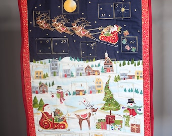 Handmade Traditional Advent Calendar- Reusable Christmas- Christmas scene