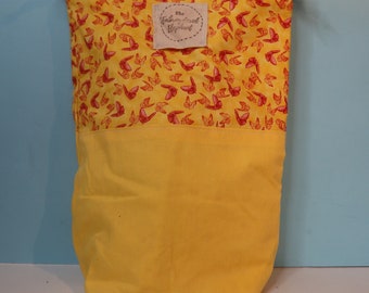 Yellow and pink butterfly project bag - Knitting and crochet storage