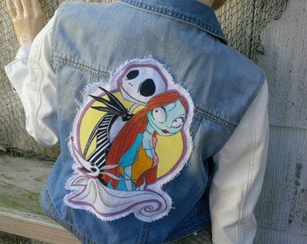 Jack Skellington Custom Painted Denim 