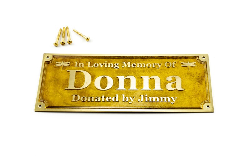 Brass Bench Plaque Memorial Nameplate Bench Name Plate 100 Etsy