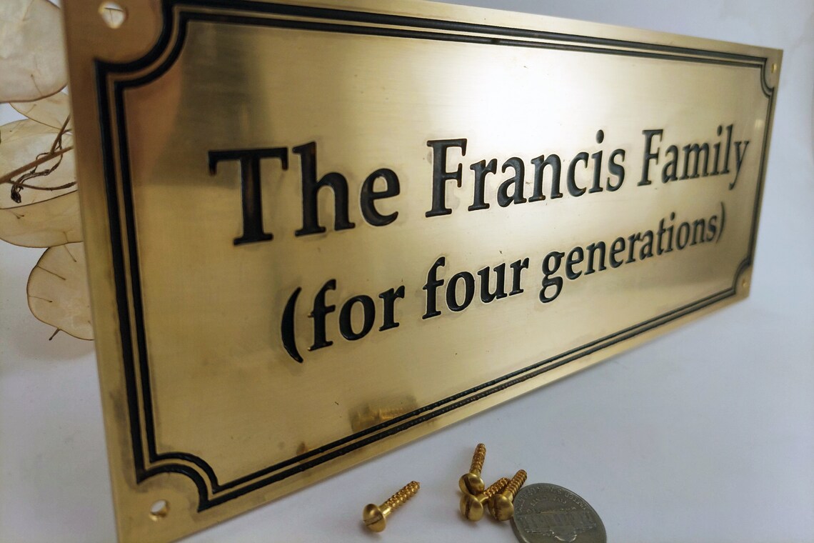 Memorial Nameplate Etched Solid Brass Nameplate 77 | Etsy