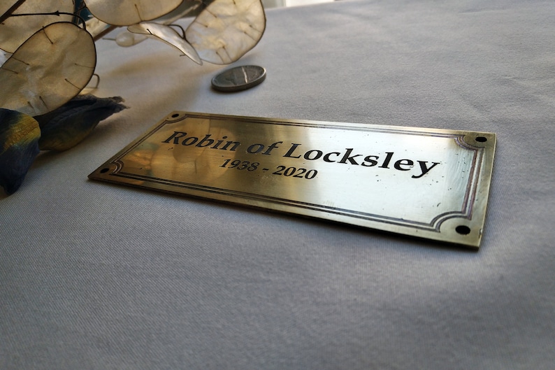 Memorial Nameplate Etched Solid Brass Nameplate 77 Etsy