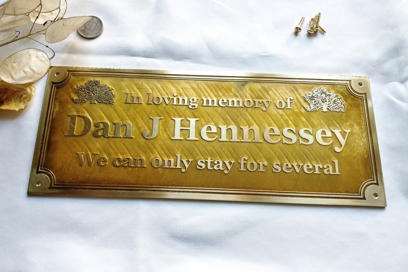 Brass Bench Plaque Memorial Nameplate Bench Name Plate 100 Etsy