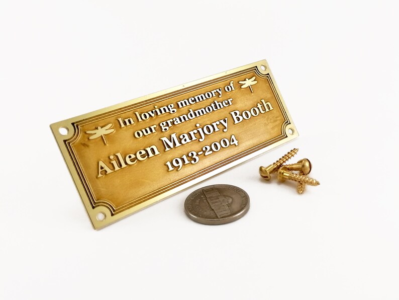Brass Bench Plaque Memorial Nameplate Bench Name Plate 100 Etsy