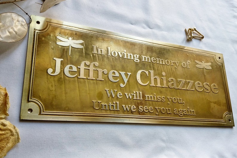 Brass Bench Plaque Memorial Nameplate Bench Name Plate 100 Etsy