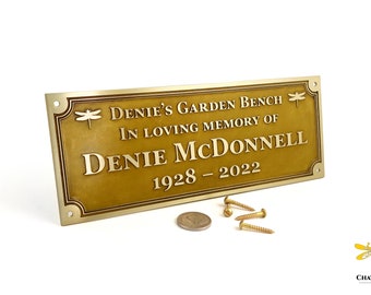 Plaque commémorative pour banc en laiton