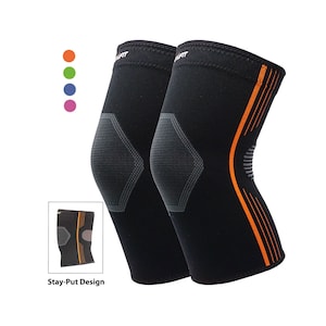 Compression Knee Sleeve for Running Premium Knee Brace for Basketball Crossfit Squats Weightlifting Arthritis Knee Pain Stay-Put Breathable