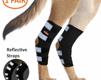 NeoAlly Dog Rear Leg Braces [Pair] Canine Hind Hock Wraps with Safety Reflective Straps