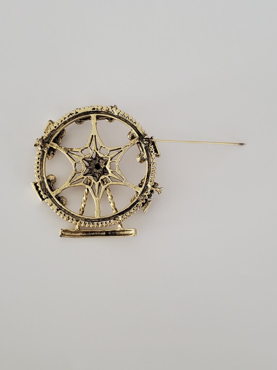 Large Gold Tone Ferris Wheel with Antique Cars and St… - Gem