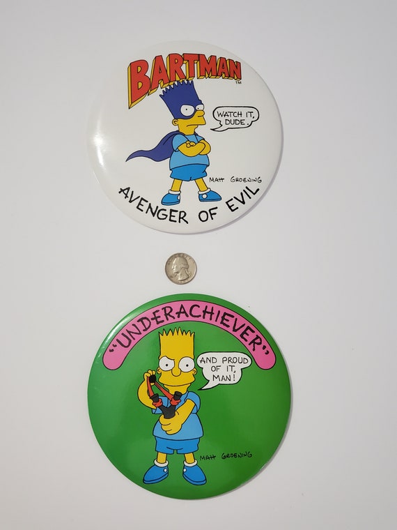 Two Extra Large Bart Simpson 6" Button Pins - image 4