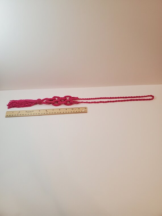 Pink Seed Bead Crochet Rope Lariat Necklace and M… - image 7