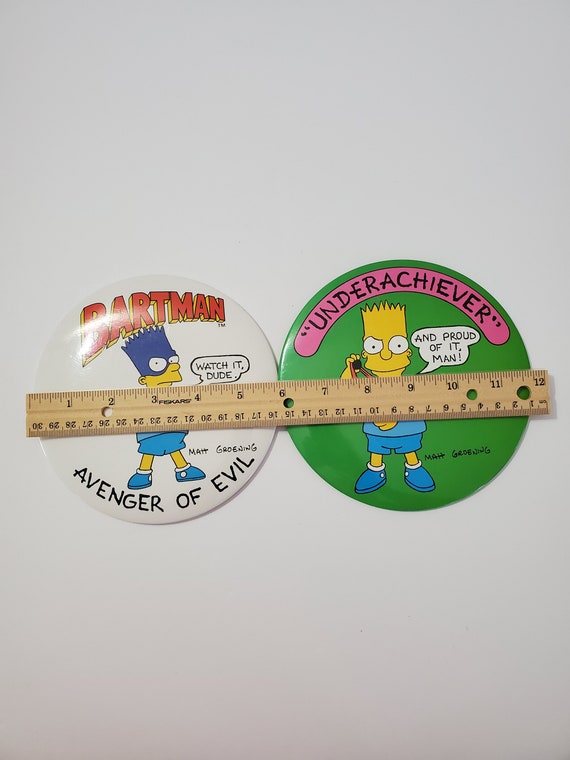 Two Extra Large Bart Simpson 6" Button Pins - image 5