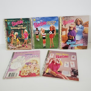 80&#39;s/90&#39;s Set of 5 Barbie Little Golden Books Hardcover Pre-owned/Used