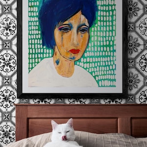 Abstract Woman Portrait,  Painting: acrylic on Canvas. Expressionism. Wall Art.