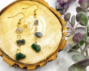 Green jasper earrings, nickel free earrings dangle, witchy birthday gift for her, spiritual gifts for best friend, jewelry for mothers day