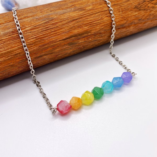 Chakra bar necklace, 7 chakra jewelry, chakra gifts for spiritual women, jewelry for mothers day, spiritual gifts for best friend