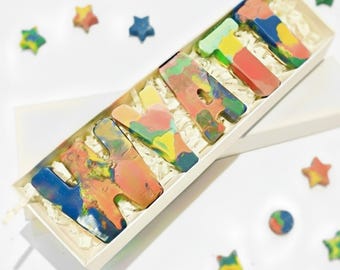 Personalized Crayon Letters Name Set in Gift Box for Kids Birthday and Party Favors