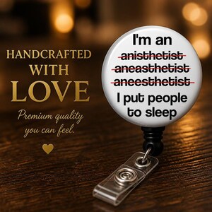 CRNA badge reel handcrafted with love - premium quality badge holder for nurse anesthetists