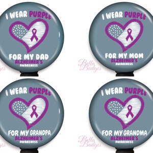 Alzheimer&#39;s Awareness Badge Reel: Purple Ribbon ID Holder