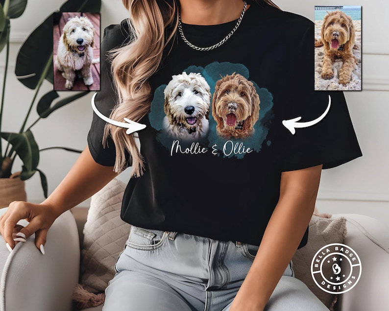 Custom Dog Shirt with Photo, Personalized Pet T Shirt, Dog Picture Shirt, Custom Pet Shirt, Dog Mom Gift, Pet Portrait Tee image 1