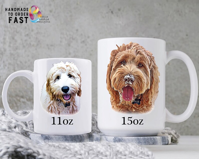 Taza personalizada para perros, taza personalizada para mascotas, taza personalizada para perros, taza de café con retrato de mascota, taza con foto personalizada, regalo para mamás de perros imagen 4