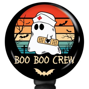 Halloween Boo Boo Crew Nursing Badge Reel - Ghost ID Holder - Cute Ghost Badge Reel - Nurse Badge Clip - Holiday Badge Reel