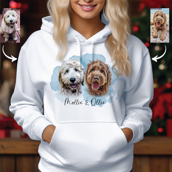 Custom Pet Photo Hoodie - Personalized Dog Hoodie - Custom Pet Hooded Sweatshirt - Cat Picture Hoody - Custom Puppy Hoodie - Dog Lovers Gift