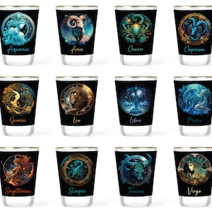 Zodiac Shot Glasses - Horoscope Gift - Aries, Taurus, Gemini, Cancer, Leo, Virgo, Libra, Scorpio, Sagittarius, Capricorn, Aquarius,  Pisces