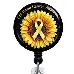 Childhood Cancer Awareness Badge Reel: Yellow Ribbon ID Holder