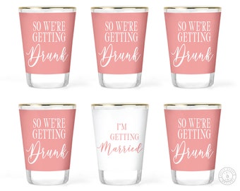 Bachelorette Party Weekend Glass Set - Bridal Party Favors - Bridesmaid Shot Glasses - Wedding Party Gifts - Getting Married, Drunk 6 pc Set