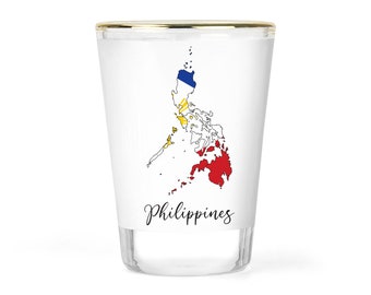 Philippines Shot Glass - Philippines Flag Glass - Chinese Shot Glass - Philippines Glass - Filipino Gift - Philippines Map Outline Glass