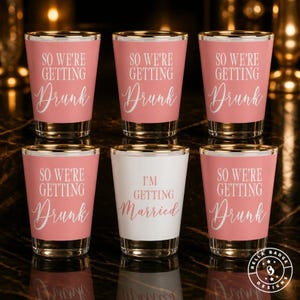 Bachelorette Shot Glasses, Bride & Bridesmaid Shot Glass Set, Bachelorette Party Favors, Bridal Shower Shot Glasses