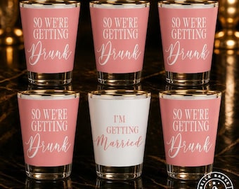 Bachelorette Shot Glasses, Bride & Bridesmaid Shot Glass Set, Bachelorette Party Favors, Bridal Shower Shot Glasses