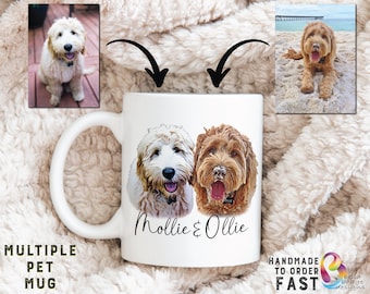 Custom Dog Coffee Mug - Personalized Dog Mug - Dog Face Mug - Pet Lover Gift - Custom Mug - Custom Pet Cup - Multiple Dog Mug