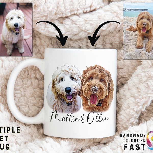 Custom Dog Coffee Mug - Personalized Dog Mug - Dog Face Mug - Pet Lover Gift - Custom Mug - Custom Pet Cup - Multiple Dog Mug