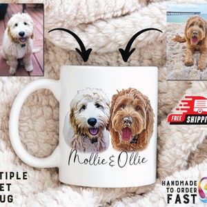 Custom Dog Coffee Mug - Personalized Dog Mug - Dog Face Mug - Pet Lover Gift - Custom Mug - Custom Pet Cup - Multiple Dog Mug