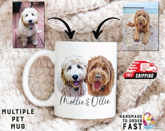 Custom Dog Coffee Mug - Personalized Dog Mug - Dog Face Mug - Pet Lover Gift - Custom Mug - Custom Pet Cup - Multiple Dog Mug