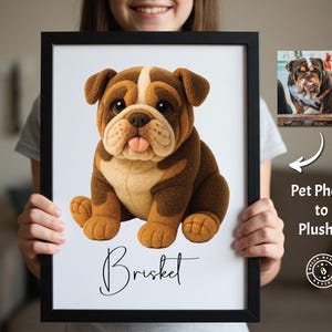 Custom Pet Plushie Portrait - Digital Download, Mug, Canvas, Blanket or Framed Print | Adorable Cartoon Pet Gift - Custom Pet Art - Dog Cat