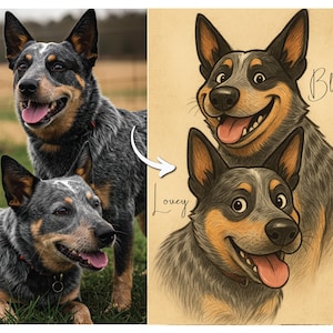 Custom Pet Portrait - Dog Caricature Art - Personalized Digital Illustration - Funny Cartoon Style - Unique Gift for Pet Lovers