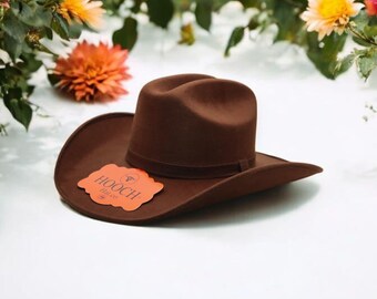 Women's Faux Felt Cowgirl Hat | Vegan Suede Western Hat | Multiple Color Options | Boho Festival Hat | Rodeo Concert Outfit  Brown