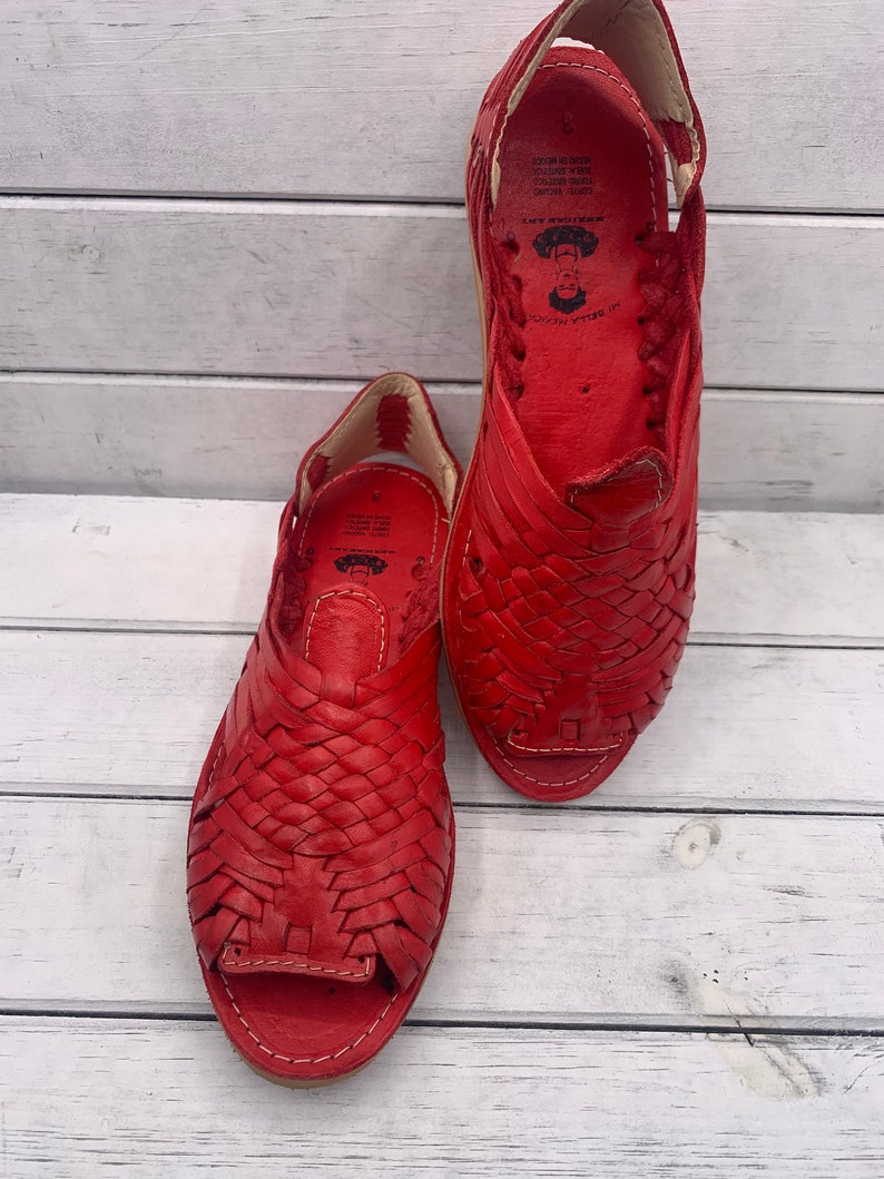 Women Huarache Sandals Mexican Style Colorful Leather Handmade Open