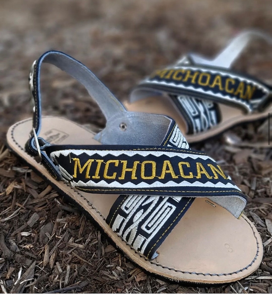 Huarache Cruzado Michoacan Mexican Style Colorful Leather
