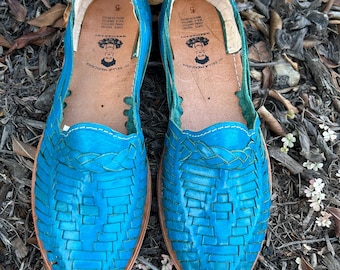 Huarache Sandals - Mexican Style - Colorful leather - Handmade Azul