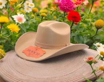Women's Faux Felt Cowgirl Hat | Vegan Suede Western Hat | Multiple Color Options | Boho Festival Hat | Rodeo Concert Outfit Light Brown