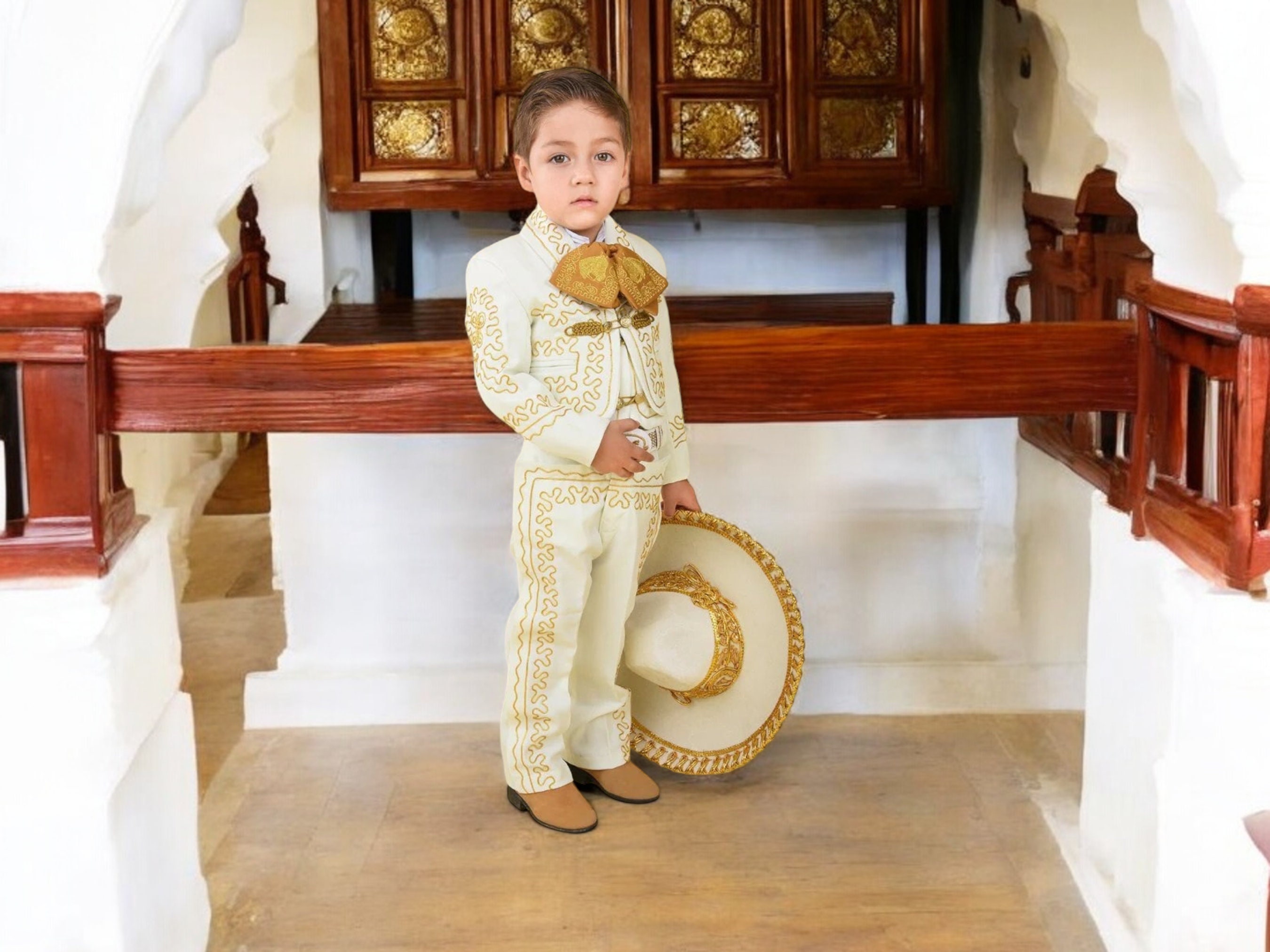 Kids 
Mexican Charro Hat Velvet Ivory/Gold 602530 main image 1